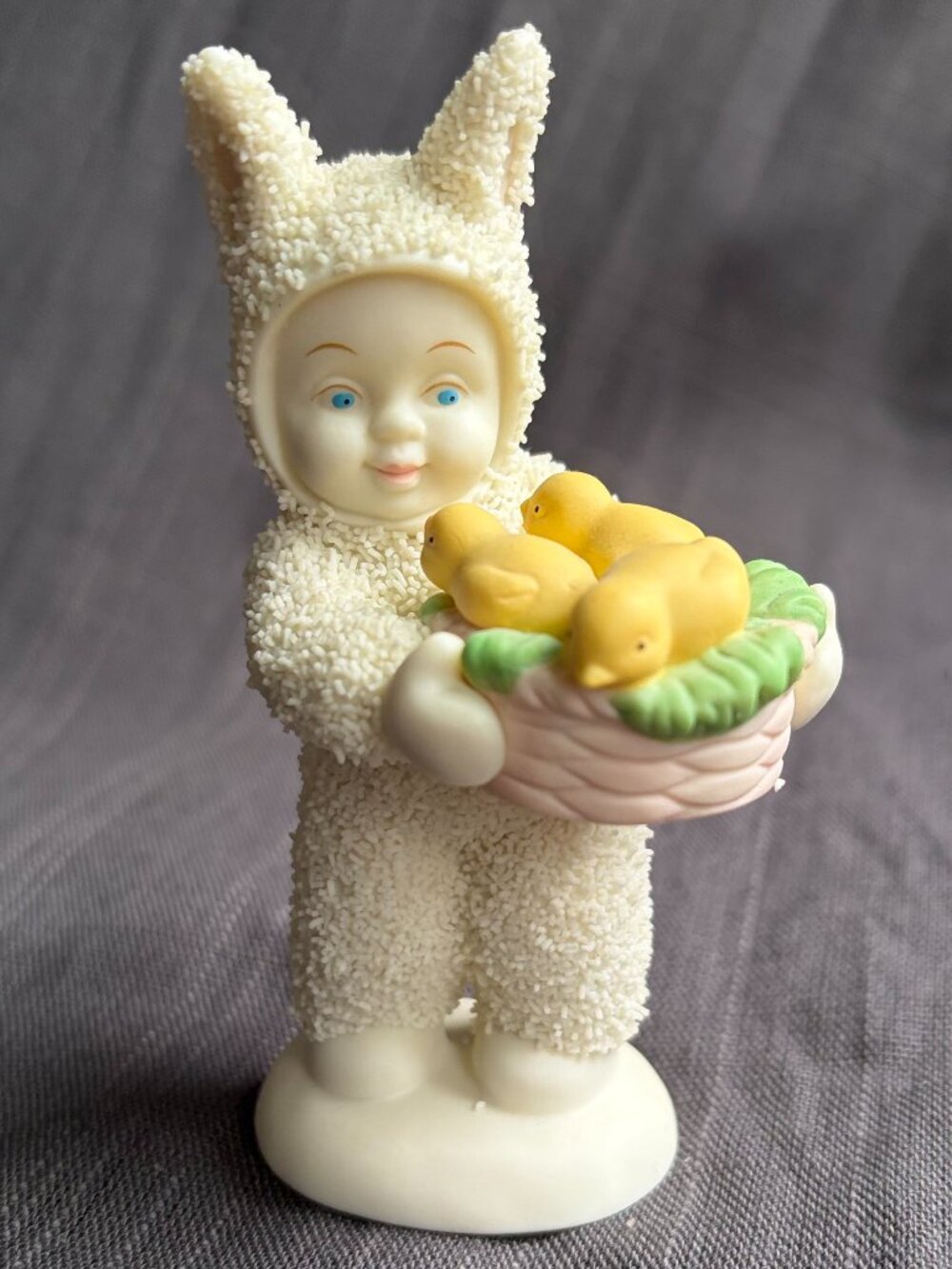 Vintage Snowbaby Figurine – Easter Basket with 3 Chicks